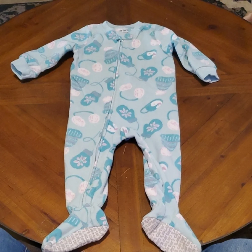 Carter's Teal and Pink Floral Footie
